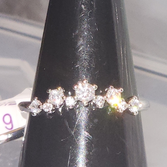 2 Stackable Band Rings Size 9 Diamond Cubic Zirconia New with Tag